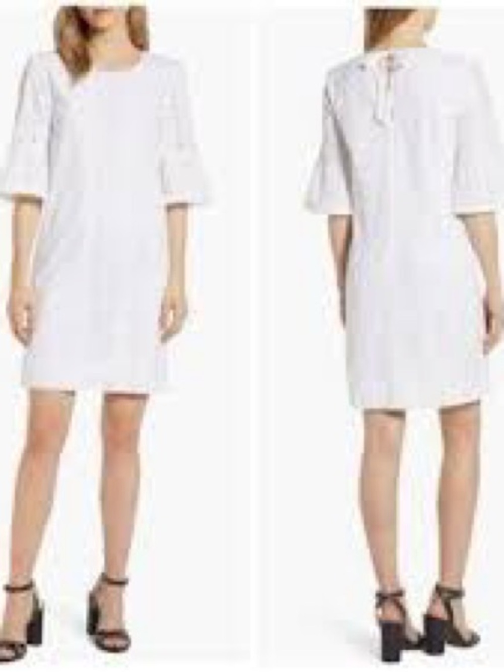 J. Crew White Bell-Sleeve Shift Dress